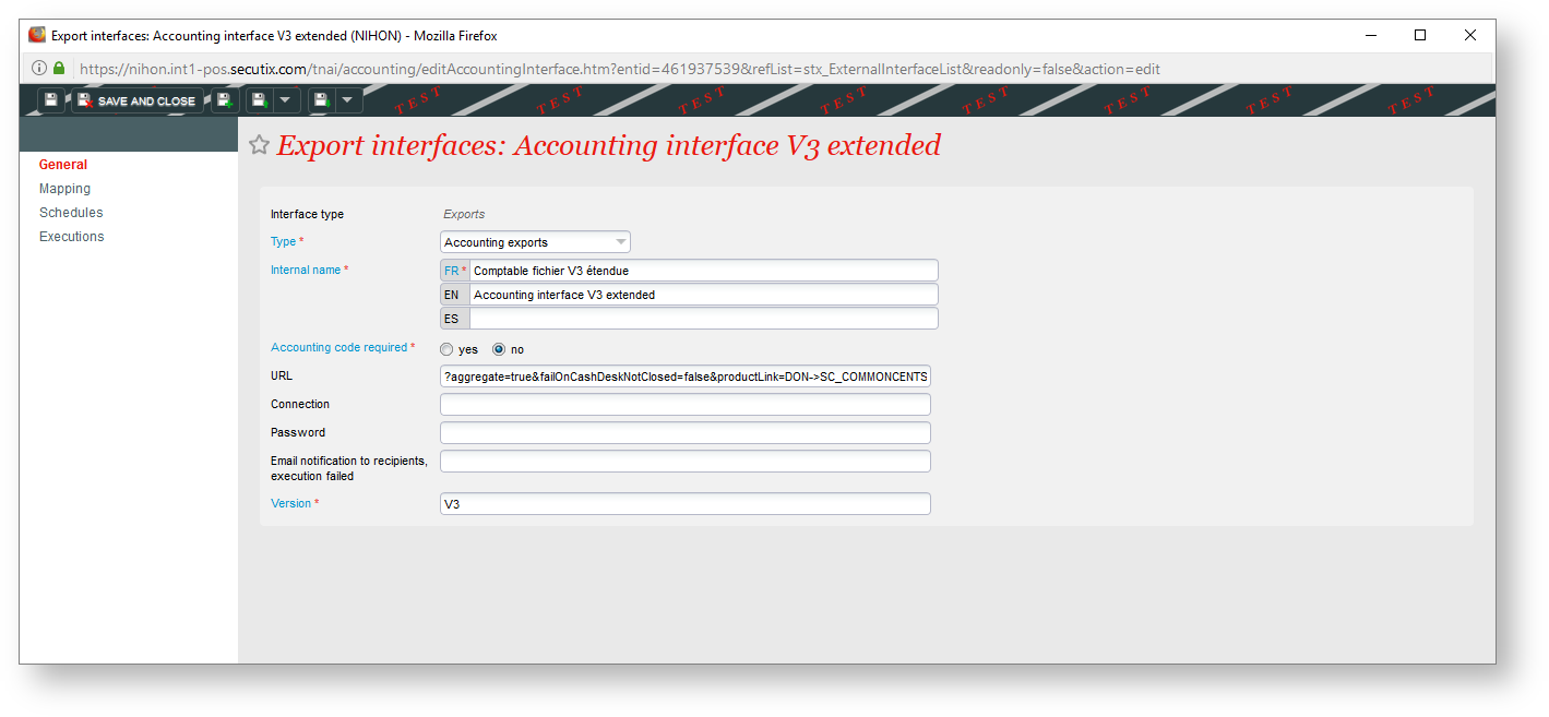 Accounting interface parametrization